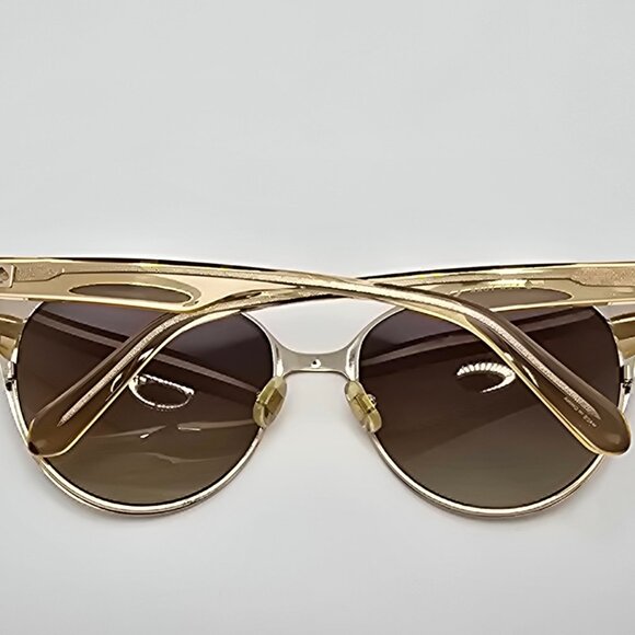 Kate Spade Marietta Gold Glitter Peach Frame Brown Gradient Cat Eye Sunglasses - Picture 9 of 12